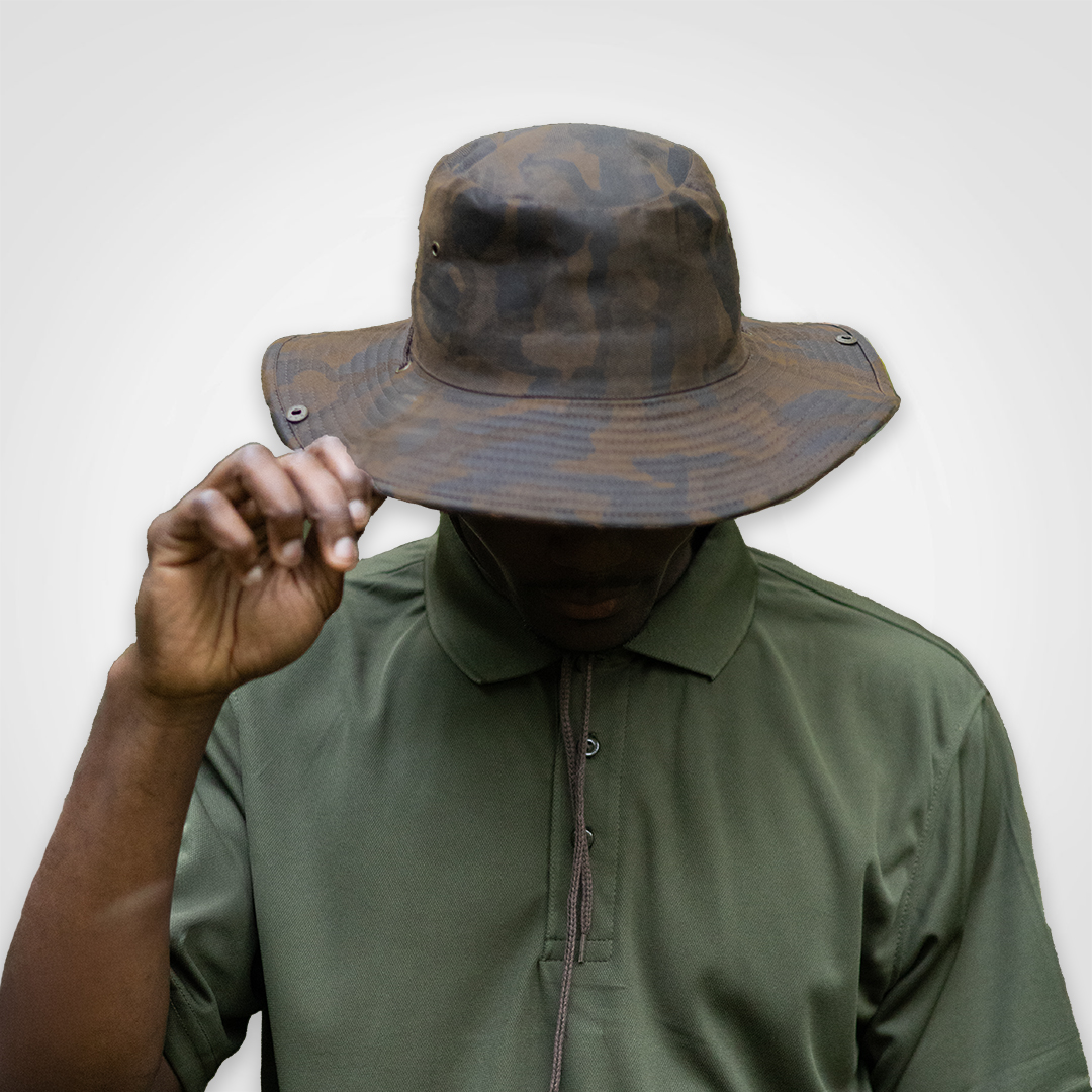 Oilskin Camo Bush Hat - branded hats from JIMBU